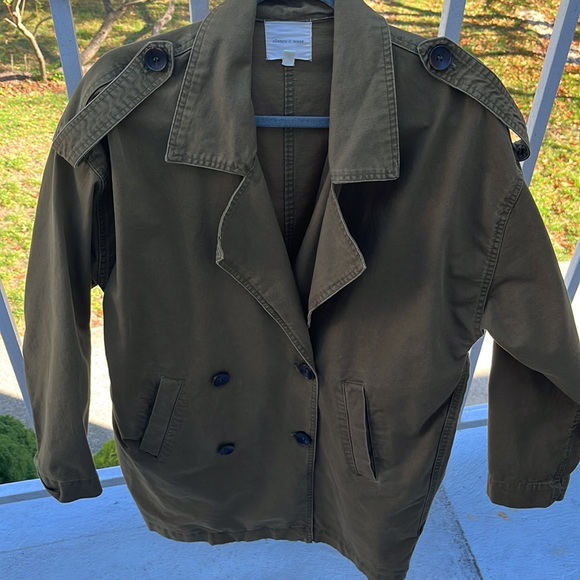 Brand /Silence and Noise/ Size /Small Petite Olive green trench coat.Sleeve 20” - Picture 2 of 7